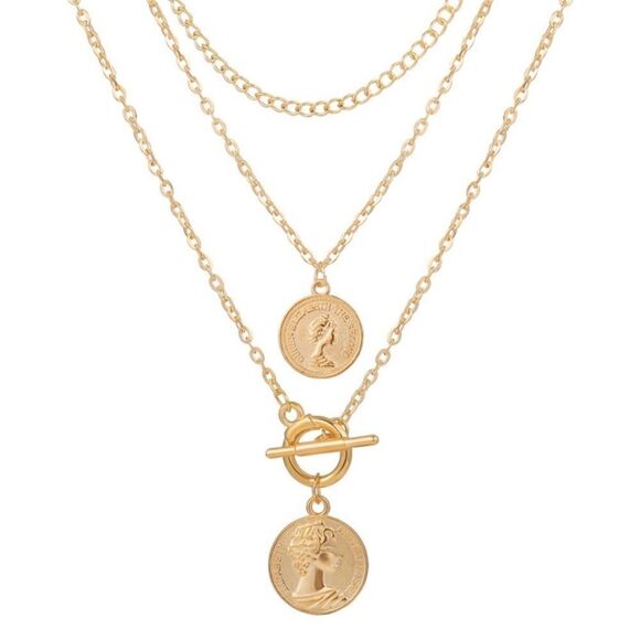 Necklace multilayered Coin Lariat NWT - Picture 4 of 5